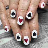 Press on Nail Short Square Fake Nail French Full Cover Acrylic False Nail Valentine Design Fake Nail for Women and Girls 1