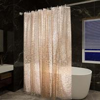 1Pc Rose Gold Pebble Shower Curtain 3D Effect Semi-Transparent Waterproof Bathroom Decor W60H190(CM)-1 Pcs