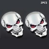 2PCS 3D Skull Car Emblem - Pirate Skeleton Metal Badge, Buccaneer Head Decal for Auto Body/Rear Trunk, Waterproof Sticker sidabras