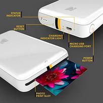 Kodak Step Instant Mobile Photo Printer Colour Zink 2X3'' 1 Ppm, Bluetooth, White