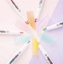 6Colors Dual-Tip Clear View Tip Highlighter, See Through Window Chisel Tip and Fine Tip, Back to School Stationery Supplies