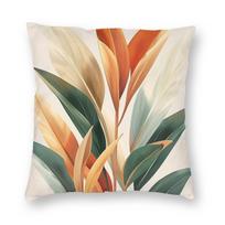 Boho lapai Oranžinė Žalia Kvadratinė Pagalvės užvalkalas Poliesteris Linas Aksomo raštas Užtrauktukas Dekoras Lovos Pagalvės užvalkalas 30x30cm beige