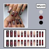 24pcs Halloween Press on Nails Gothic Punk 3D Spider Skull Design Fake Nails Black Sweet Cool Y2k Coffin Head French False Nails