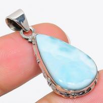 Naturalus Republic Larimar Brangakmenis 925 Praba Sidabrinis Pakabukas 1.75  Y5h41 white