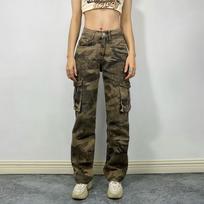 Kamufliažiniai kombinezonai Pocket Jeans moteriškos tiesios kelnės XL gelsvai ruda