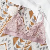 Women Sexy Lace Bra Wireless Lingerie Ultra Thin Bra Ladies Floral Underwear Bralette L rožinė