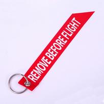 Motociklo išmetimo vamzdžio kamščio raktų pakabukas su 'REMOVE BEFORE FLIGHT' juostele 15.5*2.5 cm