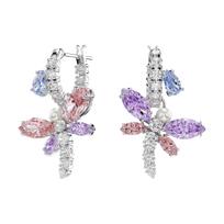 Swarovski Ariana Grande Exquisite Teardrop Design Crystal Earrings Women Earrings Colorful 5749185 Box+Shopping Bag (Random Color)