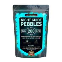 Resin Glow-in-the-Dark Pebbles, Night Guide Luminous Stones, Decorative Aquarium Fish Tank Rocks, Glow in The Dark Garden Stones, Glowing 200pcs mėlyna