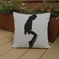Supper Star Michael Jackson Black And White Portrait Cushion Cover Cotton Linen Decoration Bar Concert Hall Throw Pillow Case Peach skin 18*18(CM)-1Pcs