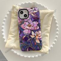 Vintage glazed flower Apple 12promax 2-in-1 magnetic film mobile phone case iPhone17 matte hard case iPhone17