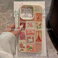 Stamp Illustration For iPhone17Air/16/15promax Phone Case Apple 14/13/12/11 Retro iPhone 11