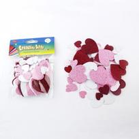 Glitter EVA Heart Foam Stickers Self Adhesive Red Pink White Mix Size Love Decals for Kids Art Craft Home Decor 1 BAG