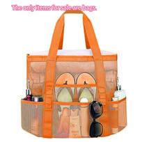 Large Capacity Mesh Beach Tote Bag for Swimming, Shower, Fitness & Travel, Foldable Grocery Zipper Bag, Summer Beach Essential beige