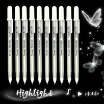 10pcs White Highlighter Marker Pen with Strong Coverage, Gel Pens for Sketching, Artists, Black Papers, Drawing Design Illustr (as the picture,white)