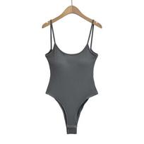 Sexy Spicy Girl Style Tight Fitting With Chest Cushion Jumpsuit, European And American Style Elastic Open Cut Tight Fitting Vest Jumpsuit S pilka spalva