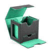 Trading Card Deck Box with 2 commander displays 120+ PU Leather MTG Card Storage Box Organizer for TCG PKM YuGiOh Sports Cards žalia
