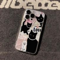 Case For Honor 90 MAGIC 7 Lite X8C X6C X9D X7D X9A X9B X8B X7B X7A Nova 5T P30 Pro Funny Black Cat Couple Cute Soft Cover Honor X7A