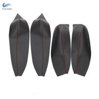 For Renault Megane 3 Microfiber Leather Interior Door Armrest Panel Cover Protective Trim with adhesive Tools Armrest Black-red gray