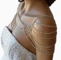 Bridal Multi Layer Rhinestone Shoulder Chain Wedding Jewelry Accessory for Formal Occasions Adjustable Fit Lightweight Design