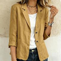 Women’s Casual Loose Fit Long Sleeve Blazer Lightweight Lapel Open Front Jacket for Office Daily Wear XL geltona