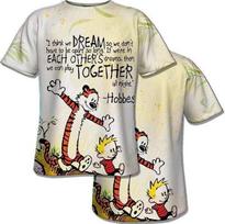 Calvins And Hobbes Komiksas 3D Marškinėliai Unisex Visas Spausdinimas TU396 L beige