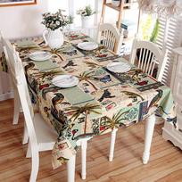 Butterfly Birds Coconut Tree Decorative Table Cloth Cotton Tablecloth Dining Table Cover For Kitchen Home Decor 60X60 CM (2pcs) gray