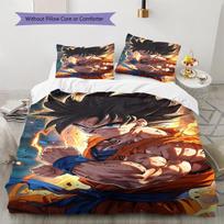 Son Goku Pattern Bedding,Quilt Set Quilt Cover Pillowcase Home Birthday Gift (1 * duvet cover + 2 * pillowcase, without core) 135x200cm