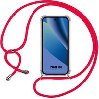 Case for Google Pixel 10a, Reinforced Shockproof Transparent TPU Protection with Red Lanyard