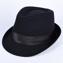 Klasikiniai Fedora Vyriški Skrybėlės 2026 Laisvalaikio Trumpomis Rankovėmis Trilby Aukštas Skrybėlė Prancūziškas Angliškas Elegantiška Juostelė Jazz Kepurė Fedoros Juodas Veltinio Skrybėlė About 58cm juoda