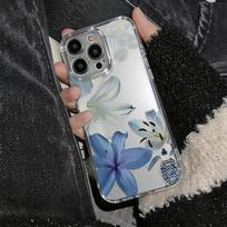 Phone Case For Iphone 17E 16E 15 Plus 17 Air 16 14 13 12 11 Pro Max Protective Shell Blue And White Lilies Cover iphone 12 gryna