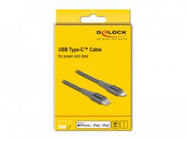 Delock USB Type-C, Lightning, grey, 1m data and charging cable