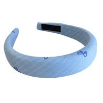 Comfortable Blue Gingham Sponge Hairband With Elegant Bows Stylish Headwear For Women Teens Daily Use Accessories