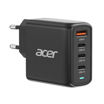 ACER 100W PD GaN Charger, 3 x USB-C and 1 x USB-A, EU Plug, 100W USB-C cable, Black, Retail Pack