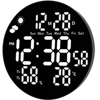 Gaosiio DS-3853L Digital LED Wall Clock Date Temperature Humidity Alarm Remote Control 25 cm