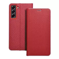 OEM LUNA Book Carbon book type phone case for Samsung Galaxy S21 FE 5G (G990) red