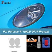 For Porsche Cayenne 958 Macan Panamera 971 Taycan 911 Car Headlight Protective Film Smoke Black Tint Vinyl Transparent Sticker 911 2019-On T