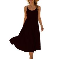 Women's Sleeveless Spaghetti Strap Maxi Dress with Elastic Waist Long Flowy Casual Sundress for Summer Beach Vacation XL