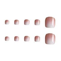 120Pcs French Tip Press on Toenails for Women, Short Square Stick-on Gel Fake Nails, Reusable Removable Glue on False Toe Nails