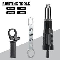 Riveting Machine, Electric Rivet Gun Adapter, 2.4mm-3.2mm-4.0mm-4.8mm Riveting Tools, Home Riveting Machine, For Electric Drills (as the picture,2.4-3.2-4.0-4.8mm)