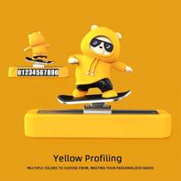 Cute Sliding Bear Parking Number Plate - Temporary Dashboard Phone Card with Magnetic Base - Car Interior Decoration geltona