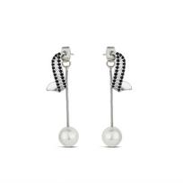 Black Stone Design Ilgos grandinėlės auskarai Pearl Jewelry Numesti auskarai moterims