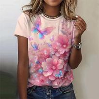 Butterfly Pattern T-Shirt For Women Insect 3D Printed T Shirts Summer Fashion Casual Oversized Tees Short Sleeves Round Neck Top 4XL white