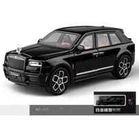Metalinis žaislinis automobilis 1/20 Rolls-Royce Cullinan SUV visureigiui, lydinio modelis, simuliacinis garsas ir šviesa, žaislas vaikams 1/20-Size:22*9.5*8cm juoda