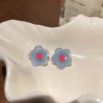 Dopamine Girlish Heart Colorful Flower Ear Clips - Versatile, No Piercing Needed, Cute Earrings for a Niche Temperament A1713 mėlyna
