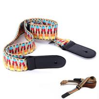 Nacionalinio stiliaus gitaros ukulelės diržas, reguliuojamas diržas su PU odos galais Rainbow strap
