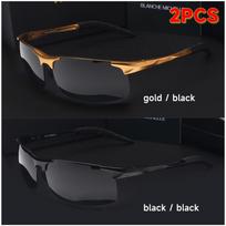 High Quality Ultra-Light Aluminum Magnesium Sport Sunglasses Men UV400 Rectangle Gold Outdoor Driving Sun Glasses