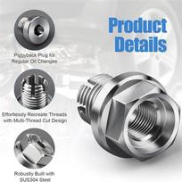 CYCLI-M14.1-1.5 X 15Mm Oversize Piggyback Oil Drain Plug, Stainless Steel Self Tapping Oil Pan Thread Repair Kit sidabras