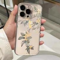 Japanese and Korean style applicable to iphone16promax mobile phone case transparent Apple 15 anti-drop 14pro transparent 13/12 flower iPhone 16