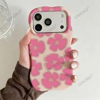 Pink flower mobile phone case Apple 17promax high-value wavy film 2-in-1 protective case iPhone14 iPhone17